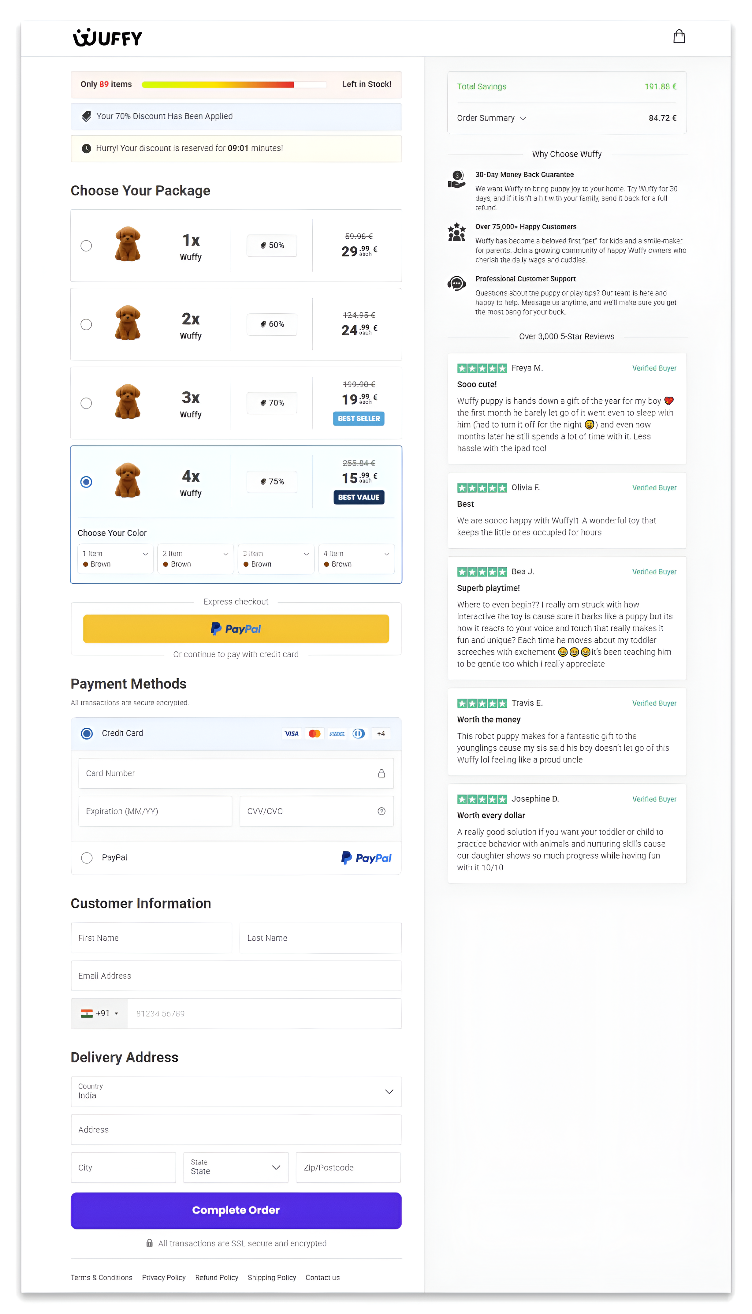 Froplay ZoomerPup Puppy checkout page.